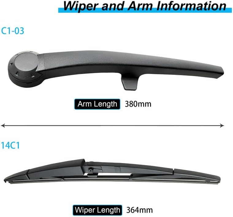 DYNOELS Rear Windshield Wiper Blade Arm Set Fit for Jeep Commander 2006-2010 Rear Wiper Arm Assembly OEM:5174877AA Part # 05174877AA & 55156514AB & 05174876AA - Image 2